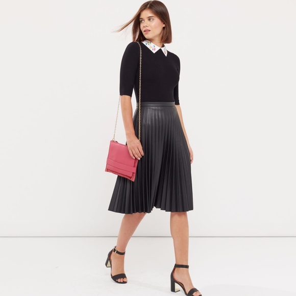 Pleather pleated midi skirt clearance